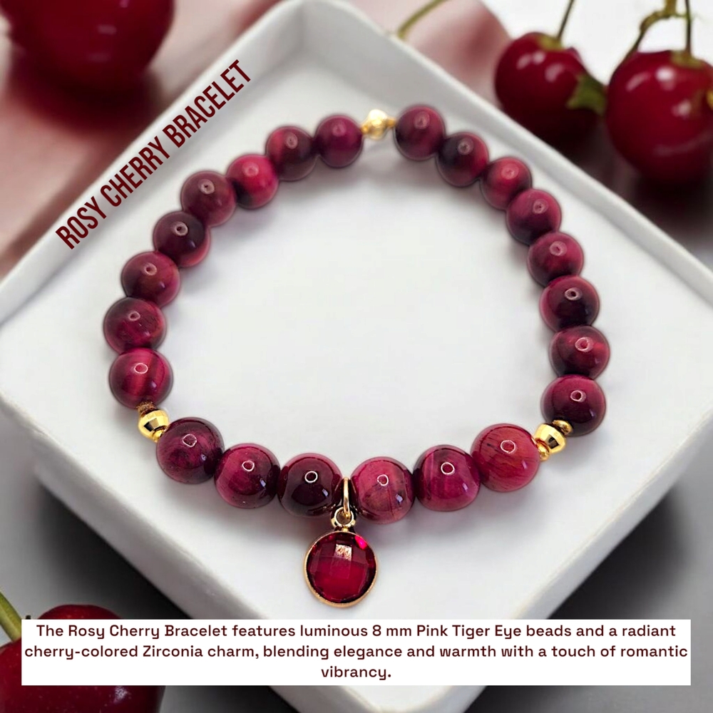 Rosy Cherry Bracelet - Pink and Gold